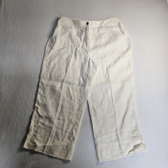 Chico's 100%Linen  Pants In Ivory Color Chicos Size 2.5 =M - Picture 1 of 9